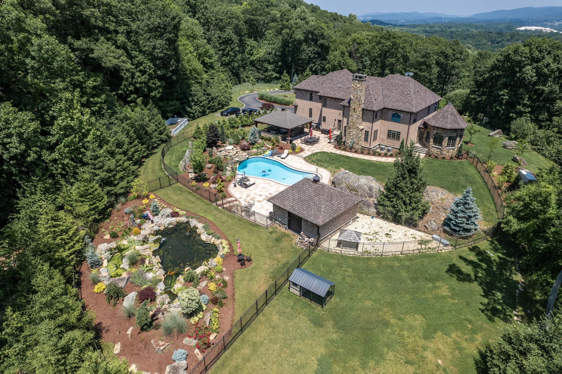 Backyard Kitchen, Pool & Massive Koi Pond — image 8